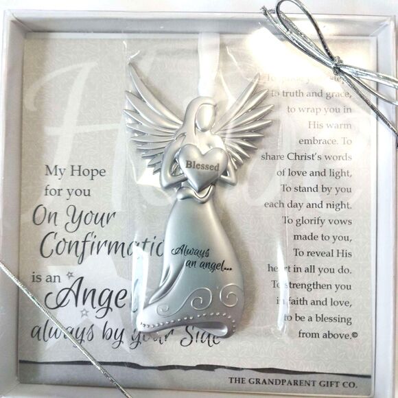The Grandparent Gift Co. Angel Ornament Confirmation Gift Silver Blessed New - Picture 1 of 10